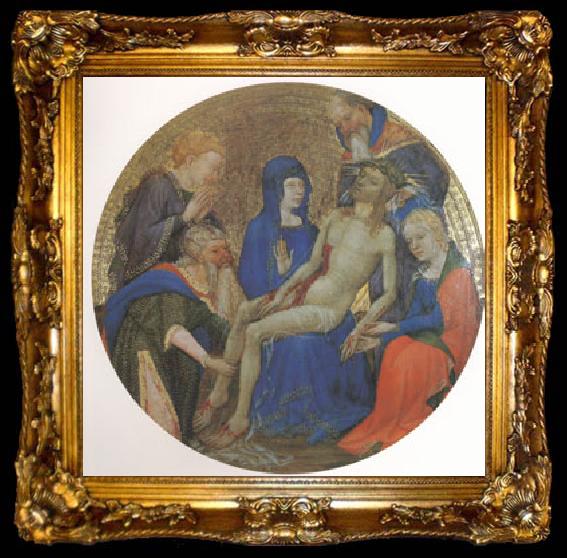 framed  School of Paris or Dijon La Petite Pieta Ronde (Lamentation for Christ) (mk05), ta009-2